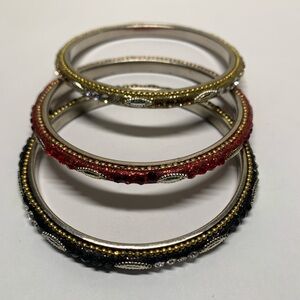 New Multicolored Stone Bangles - Gold, Red, Black